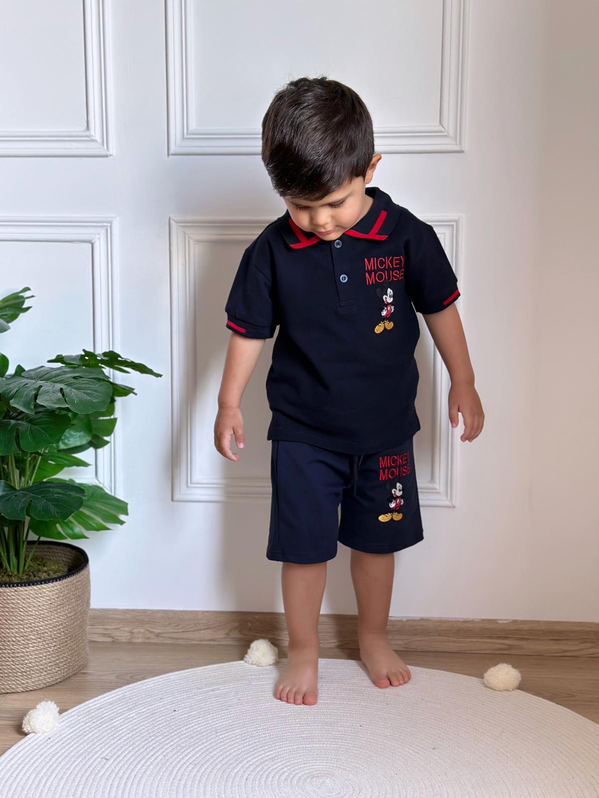 Polo Yaka Mickey Mouse Şortlu Takım