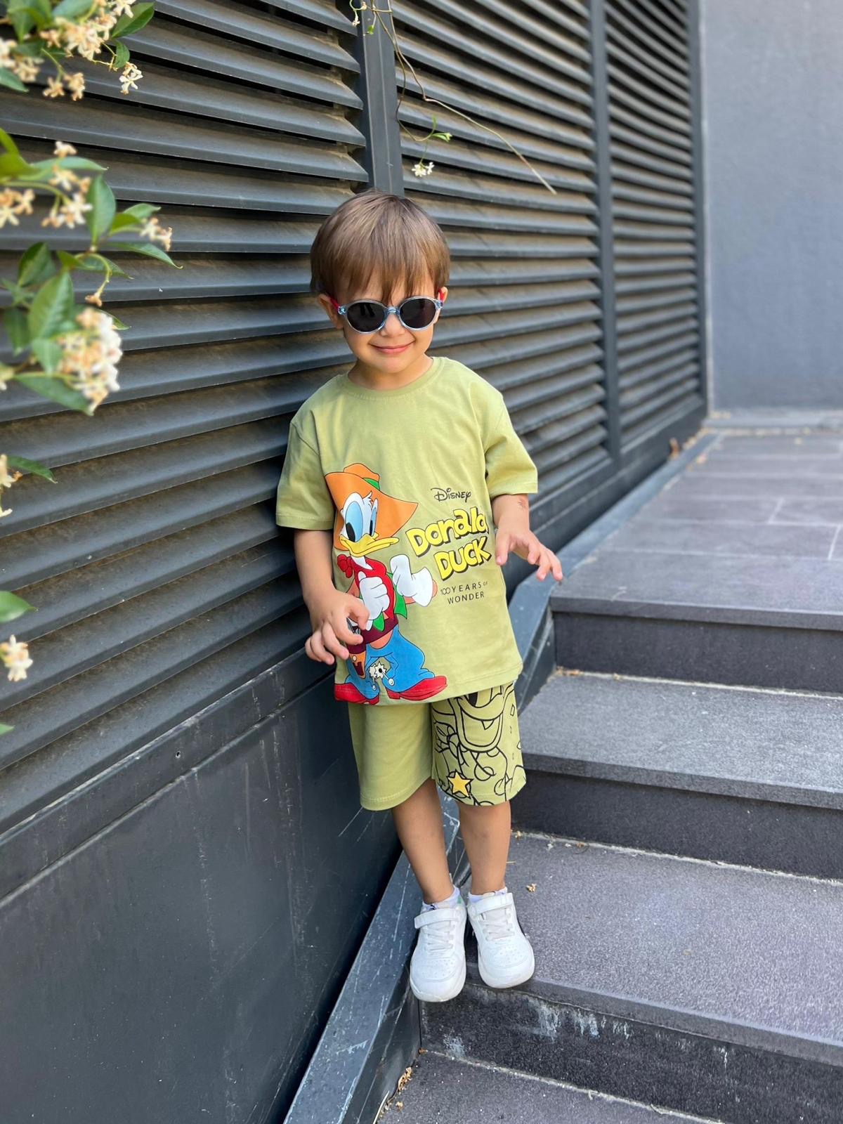 Haki Kovboy Donald Duck Şortlu Takım