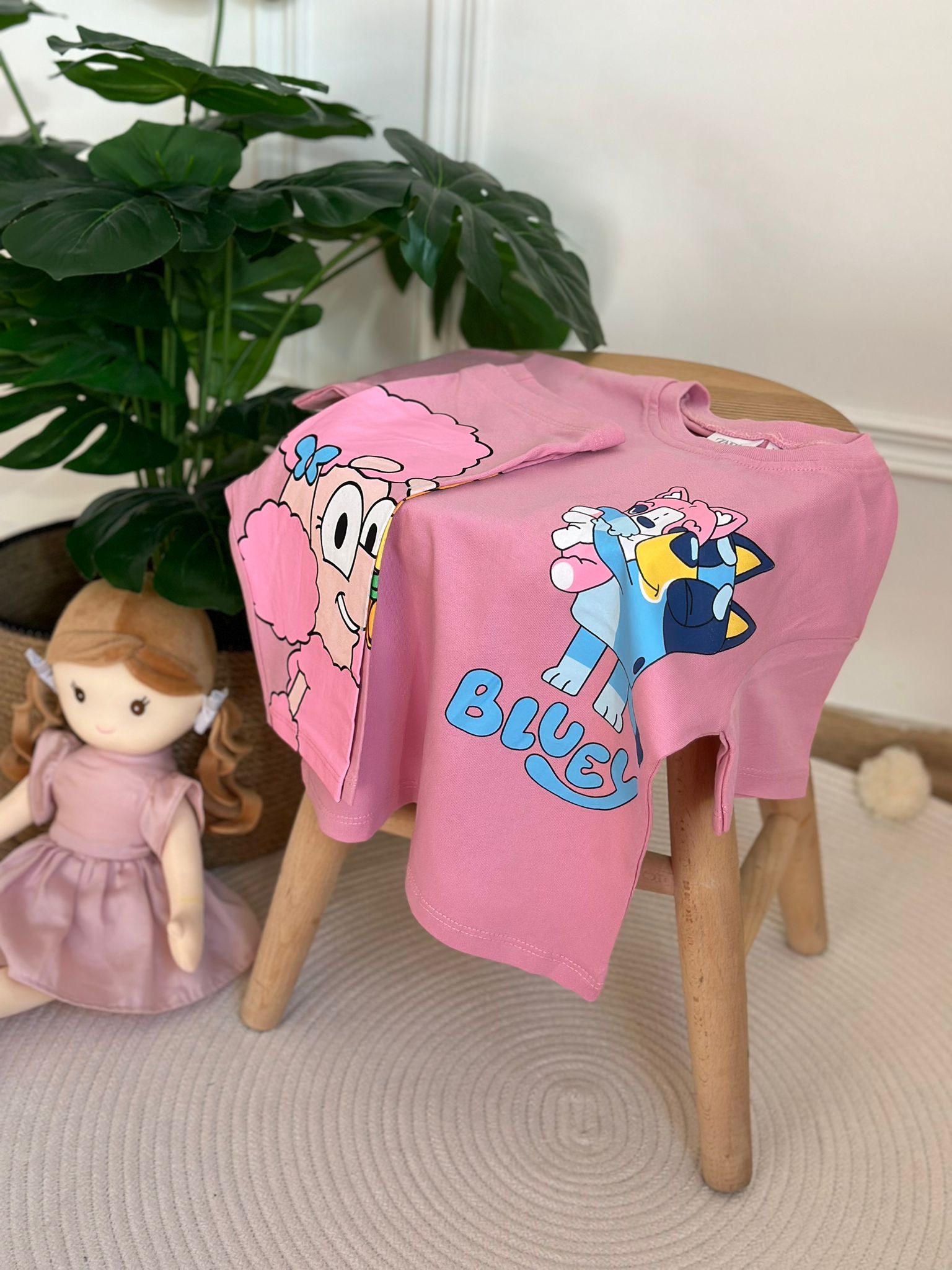 Pembe Bluey Şortlu Takım