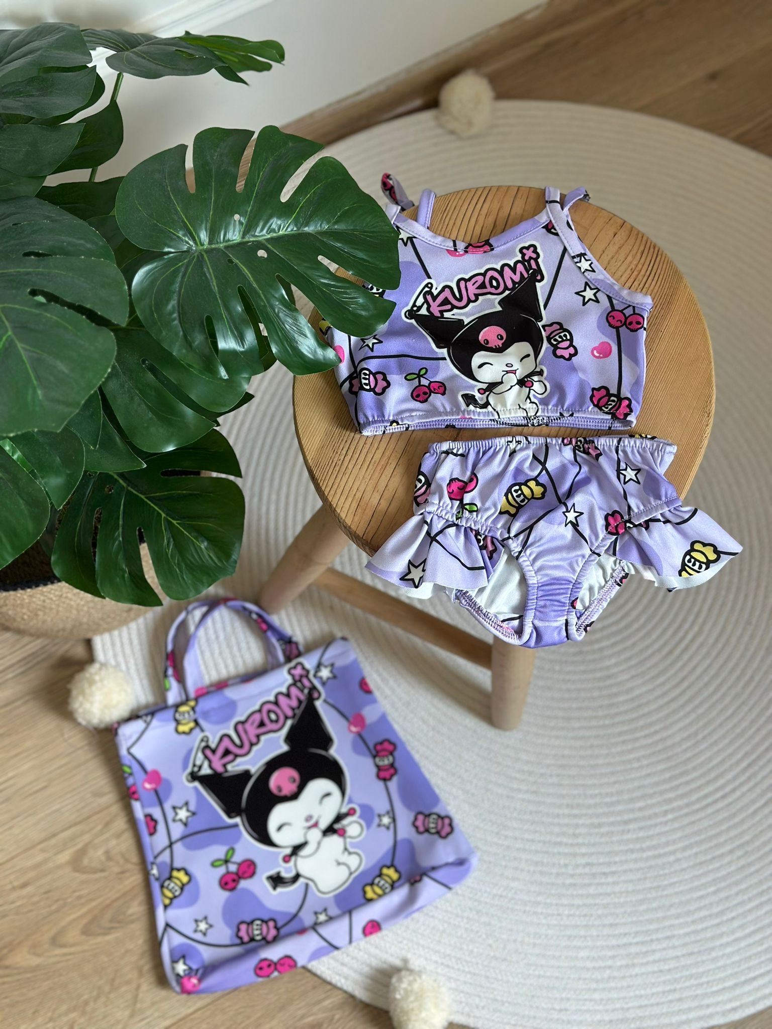 Mor Kuromi Çantalı Bikini Takımı