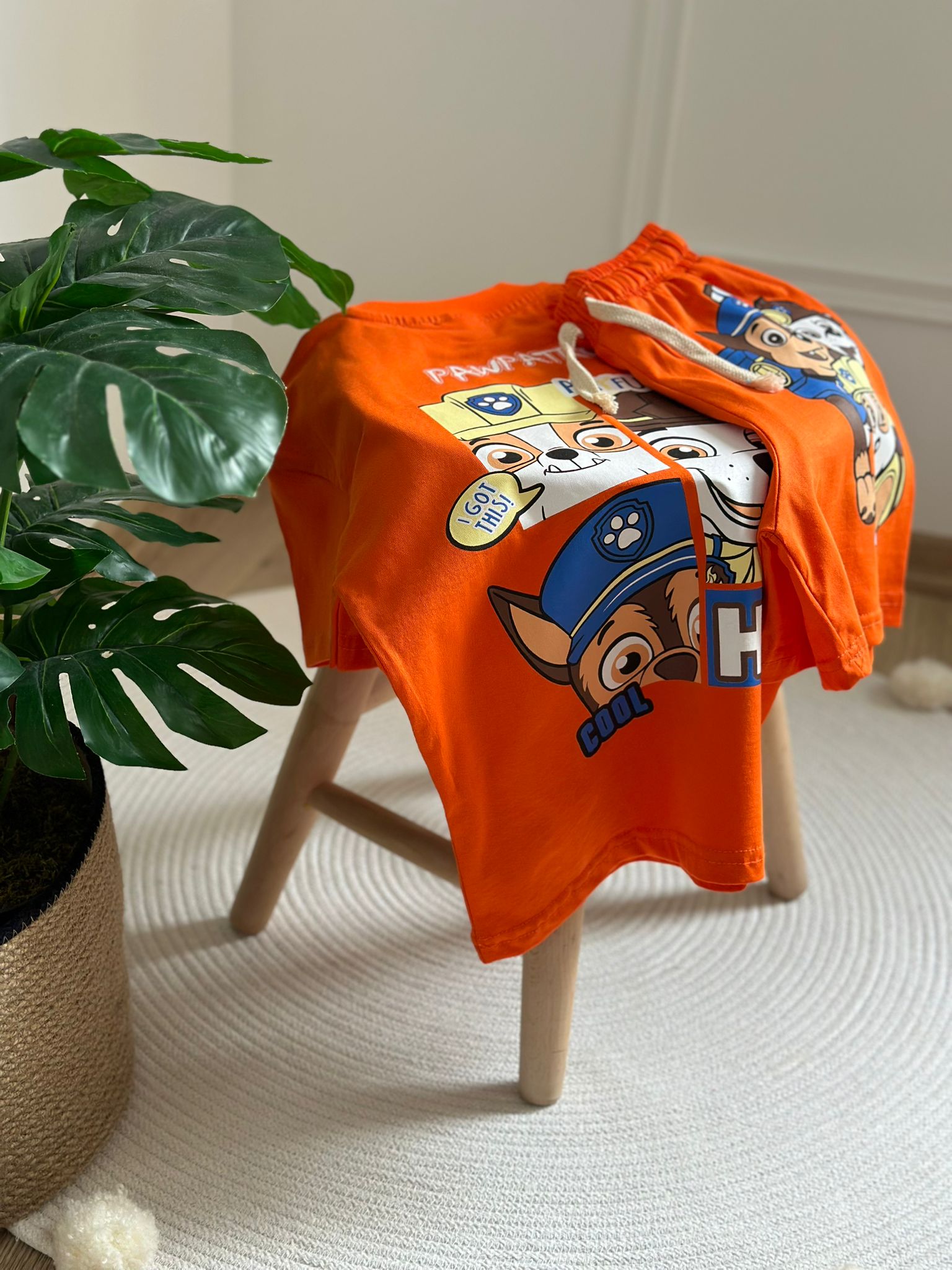 Paw Patrol Playful Sırt Baskılı Turuncu Şortlu Takım