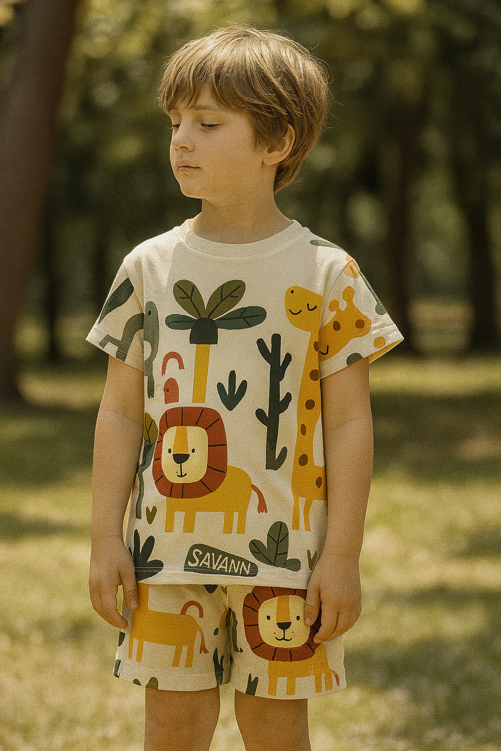 Renkli Animals Şortlu Takım