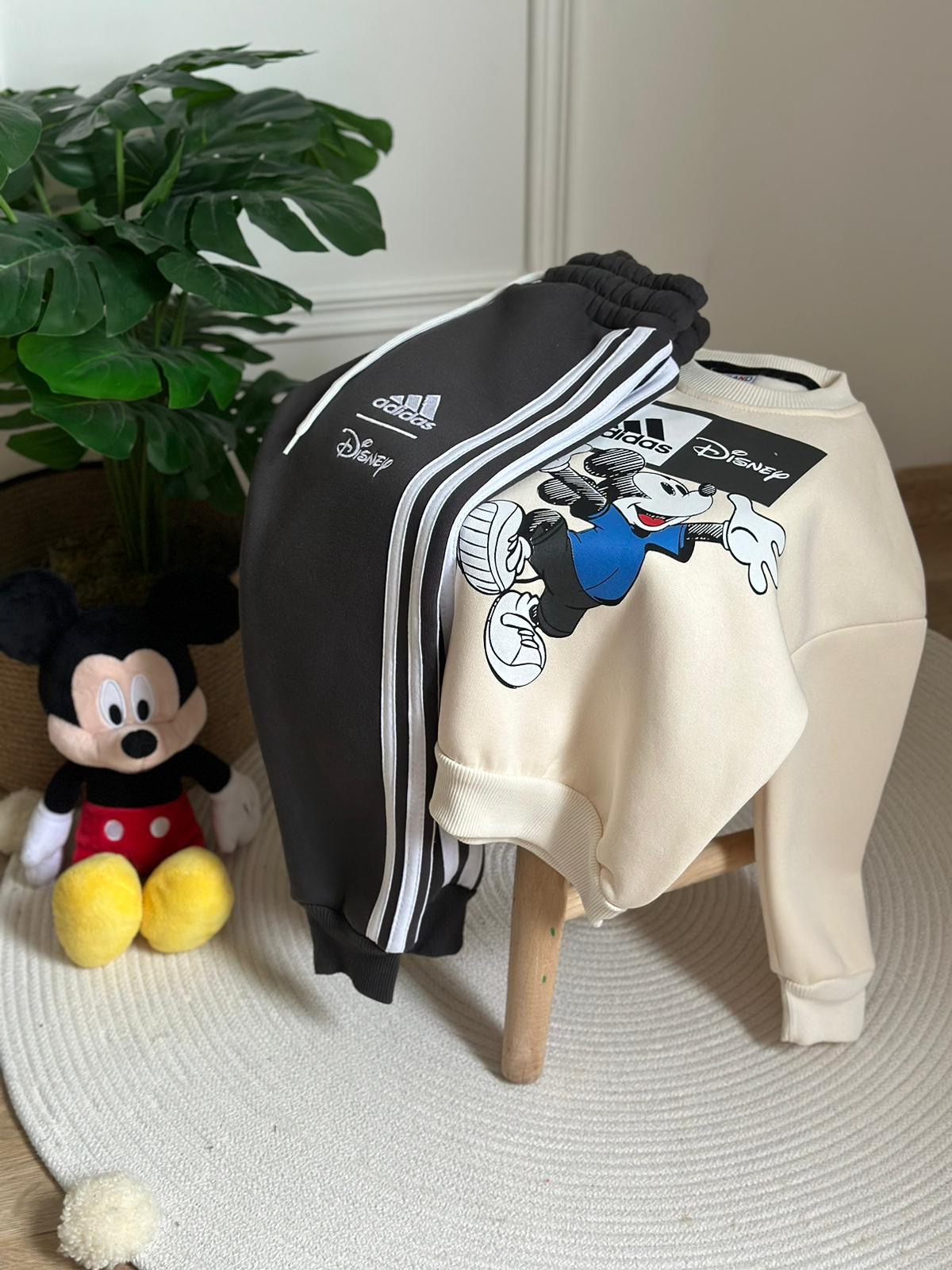 Siyah Sporcu Mickey Logo Detaylı Eşofman Takımı