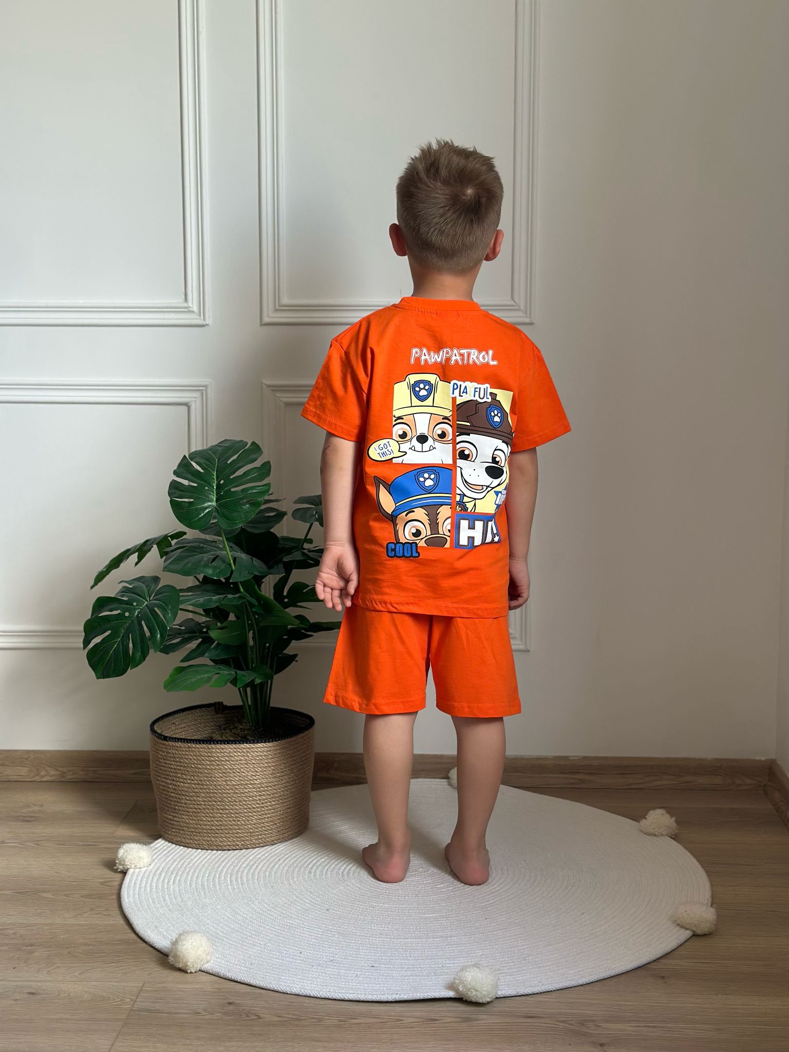 Paw Patrol Playful Sırt Baskılı Turuncu Şortlu Takım