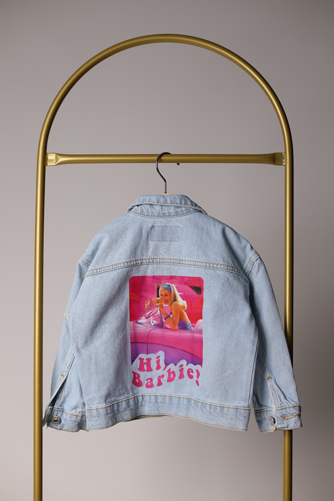 Barbie Baskılı Kot Ceket