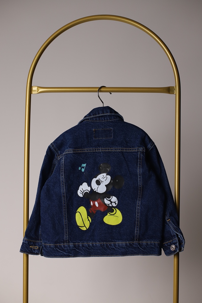 Mickey Mouse Baskılı Kot Ceket