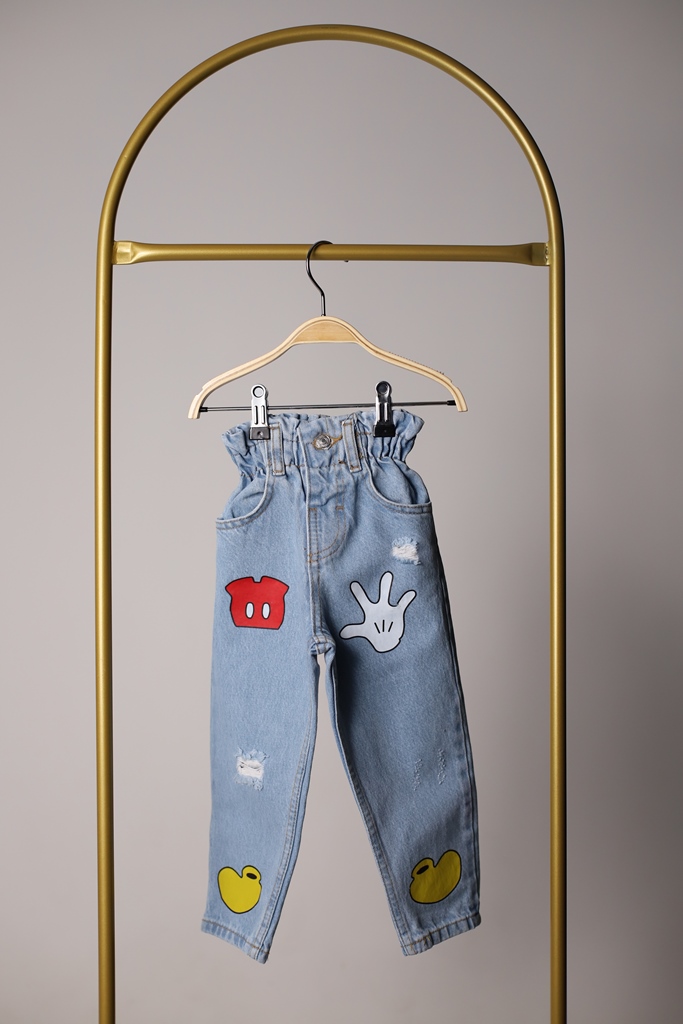 Mickey Figürlü Kot Pantolon