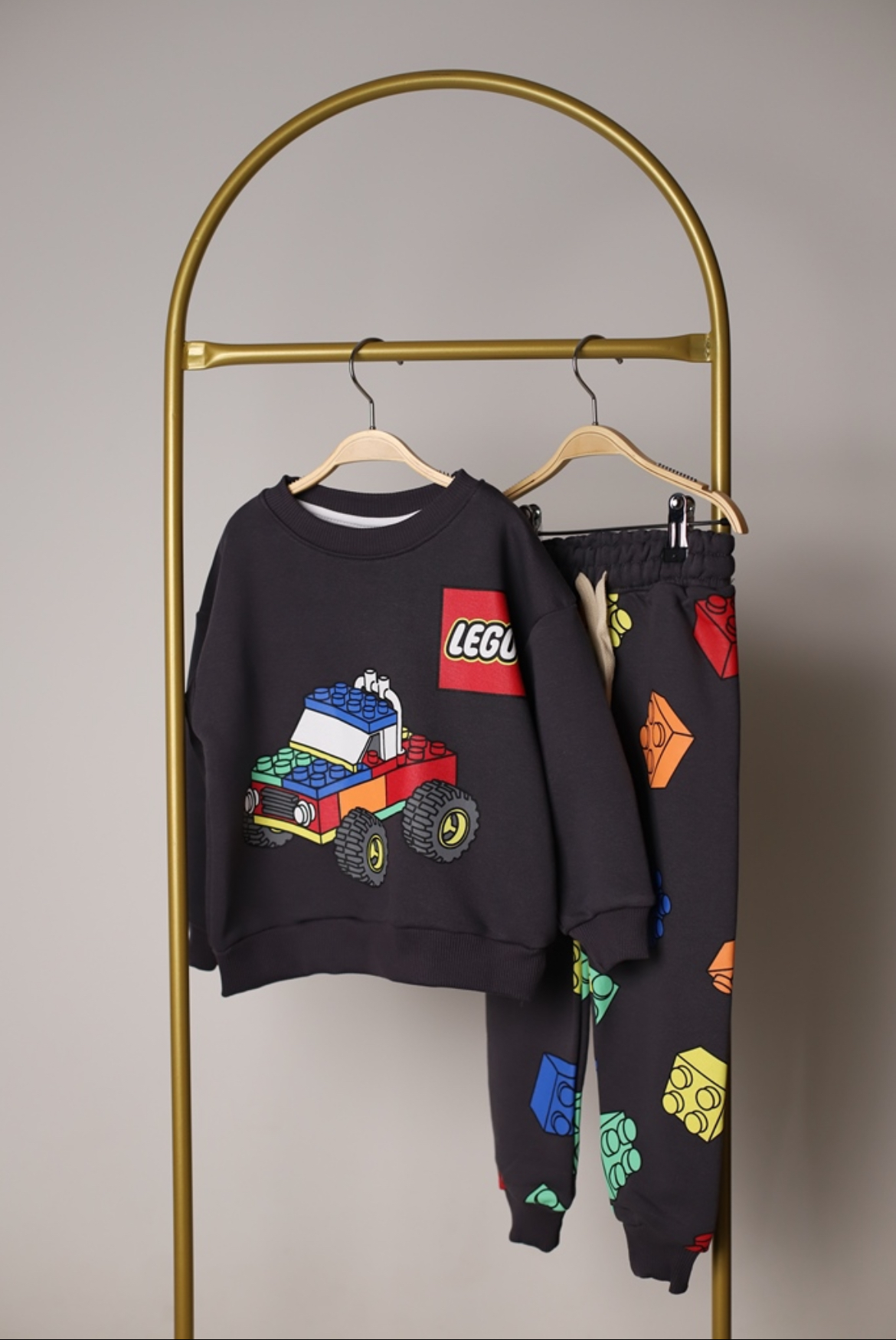 Siyah Lego Sırt Baskılı Eşofman Takımı