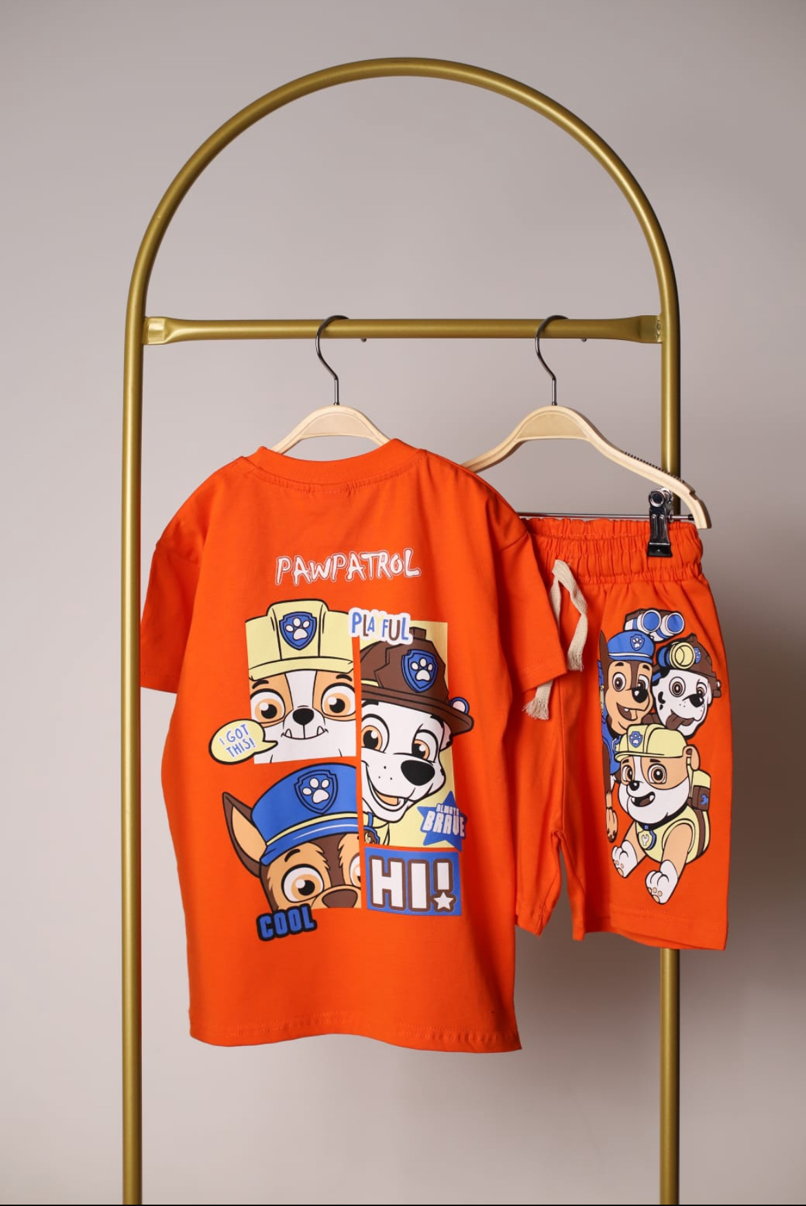 Paw Patrol Playful Sırt Baskılı Turuncu Şortlu Takım