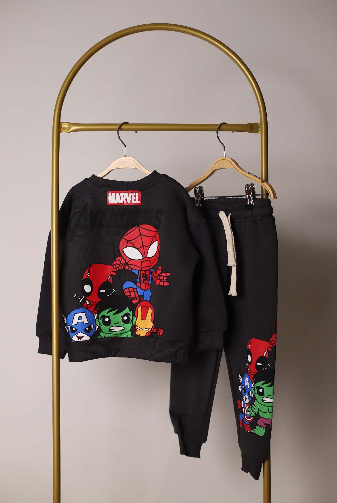 Füme Avengers Figür Baskılı Eşofman Takımı