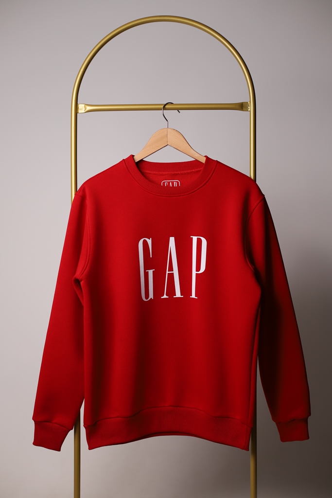 Kırmızı Gap Baskılı Yetişkin Sweatshirt
