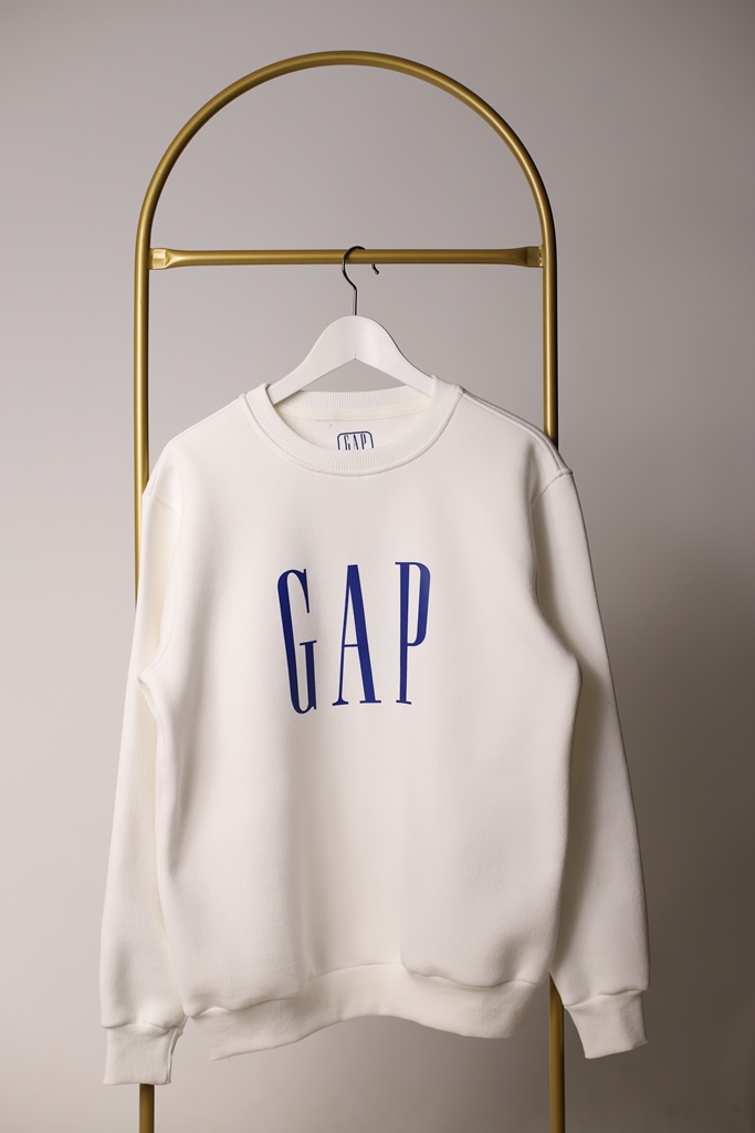 Beyaz Gap Mavi Baskılı Yetişkin Sweatshirt