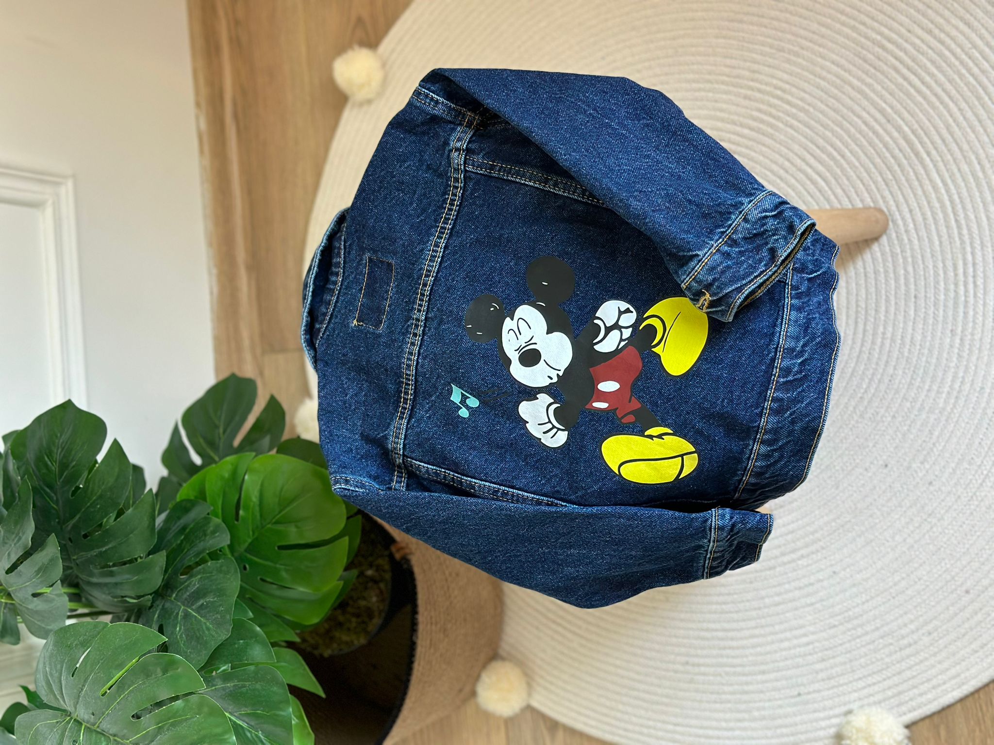 Mickey Mouse Baskılı Kot Ceket