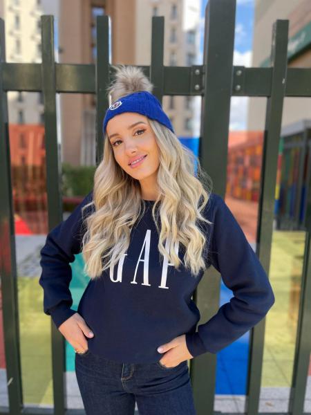 Lacivert Gap Baskılı Yetişkin Sweatshirt