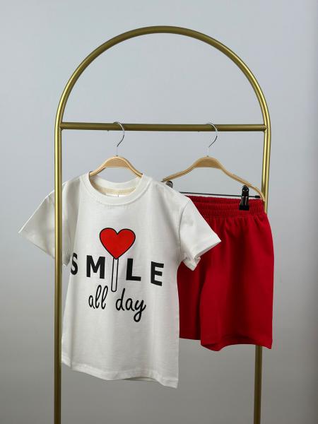 Smile All Day Baskılı Şortlu Takım