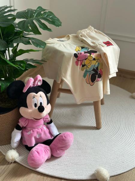 Renkli Minnie Mouse Şortlu Takım