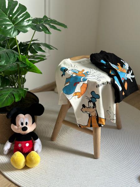 Siyah Disney Crew Şortlu Takım