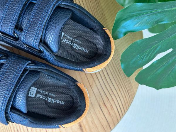 %100 Deri, Lacivert Yıldız Detaylı Ortopedik Taban Sneaker