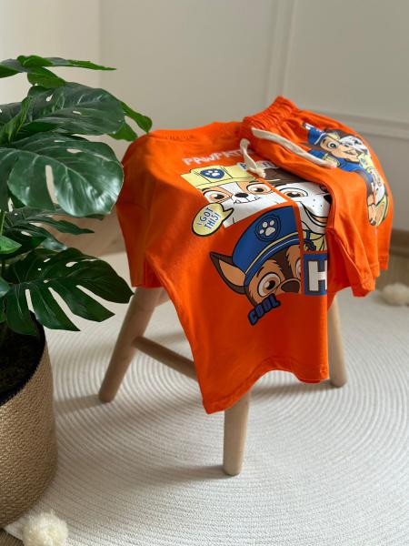 Paw Patrol Playful Sırt Baskılı Turuncu Şortlu Takım