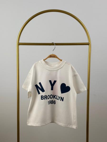 New York Kalp Detaylı T-Shirt