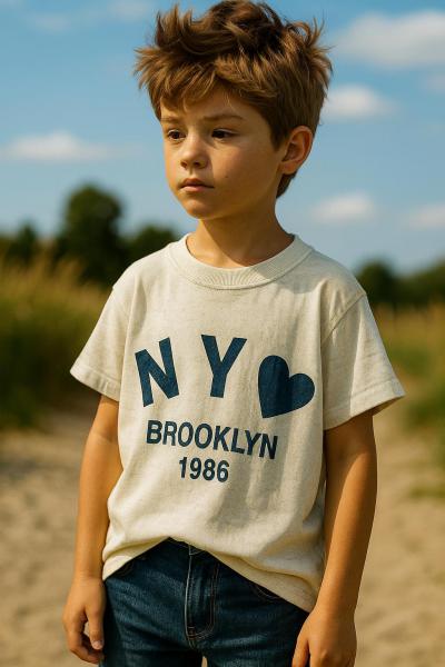 New York Kalp Detaylı T-Shirt