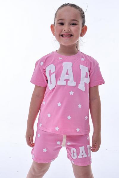 Pembe Yıldızlı Kabartma Detaylı Gap Şortlu Takım
