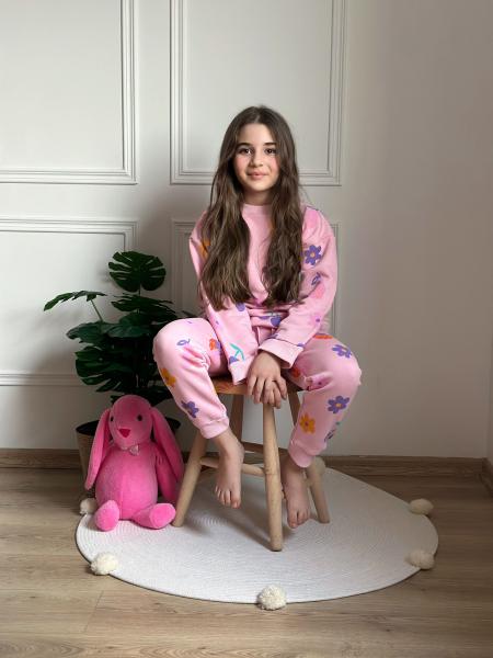 Pembe Renkli Baskılı Eşofman Takımı