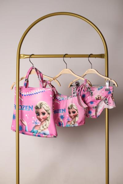 Pembe Frozen Çantalı Mayo