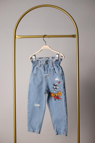 Mickey Mouse Detaylı Kot Pantolon