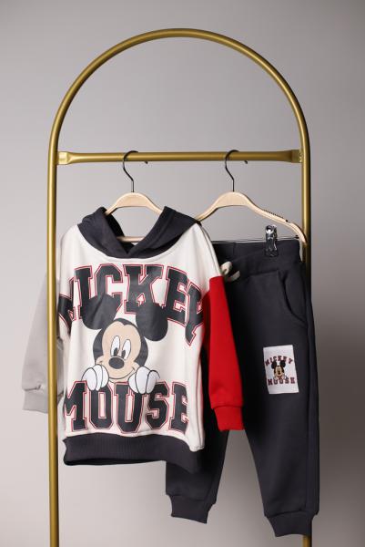 Kırmızı Kol Detay Detaylı Mickey Mouse Eşofman Takımı