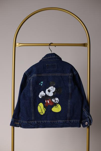 Mickey Mouse Baskılı Kot Ceket