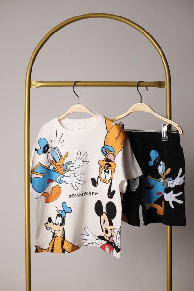 Siyah Disney Crew Şortlu Takım