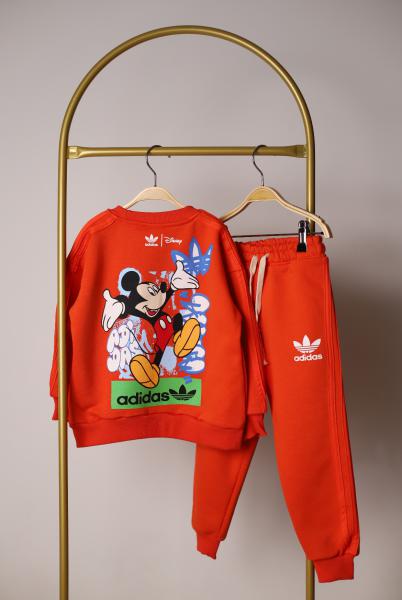 Turuncu Üzeri Renkli Sporcu Mickey Sırt Baskılı Eşofman Takımı