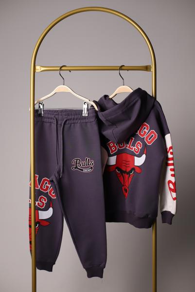 Sırt Baskılı Antrasit Bulls Chicago Eşofman Takımı