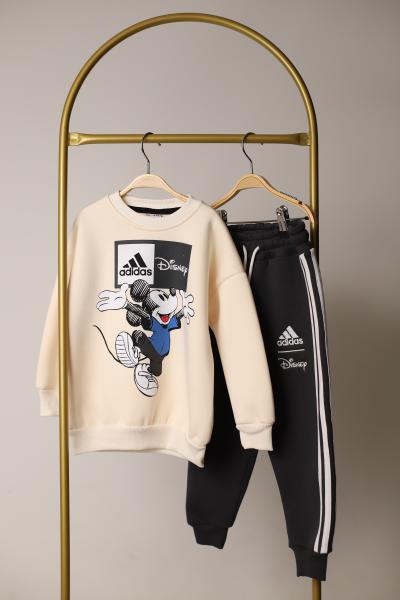 Siyah Sporcu Mickey Logo Detaylı Eşofman Takımı