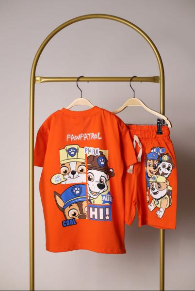 Paw Patrol Playful Sırt Baskılı Turuncu Şortlu Takım