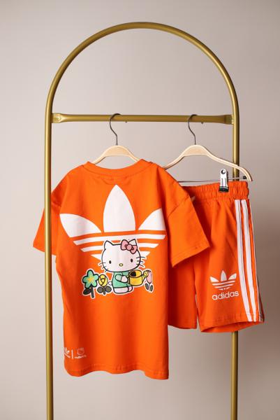 Turuncu Hello Kitty Spor Logolu Şortlu Takım