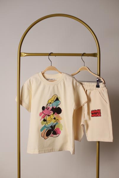 Renkli Minnie Mouse Şortlu Takım