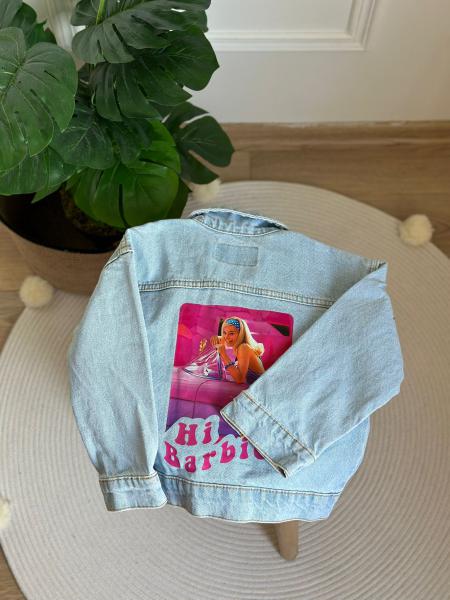 Barbie Baskılı Kot Ceket